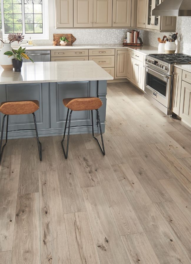 wood look laminate floors in a stylish kitchen